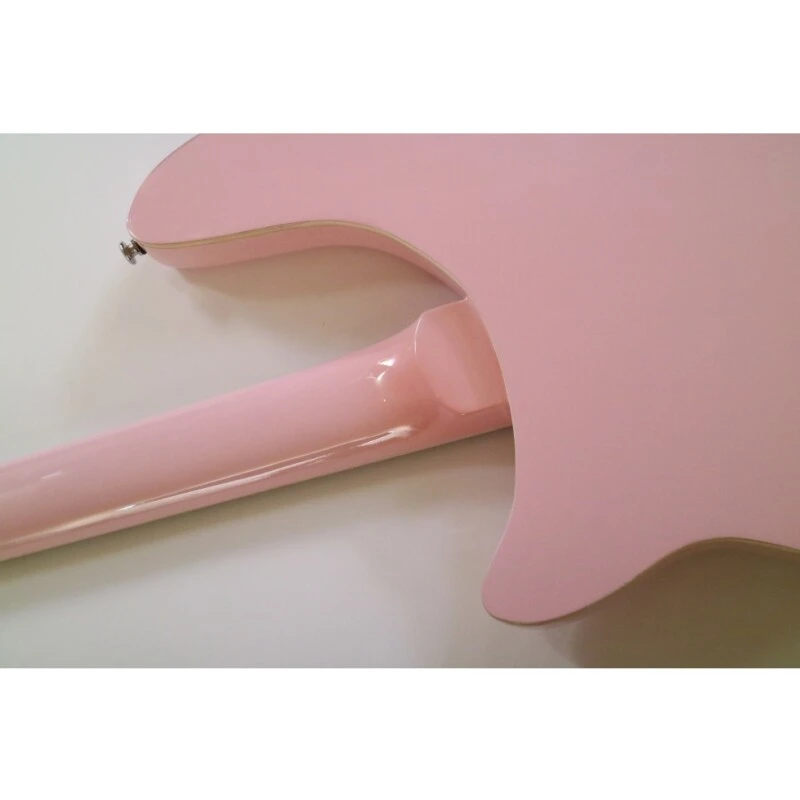 Afanti Semi-Hollow Light Pink Basswood Body Rick Electric Bass Guitar