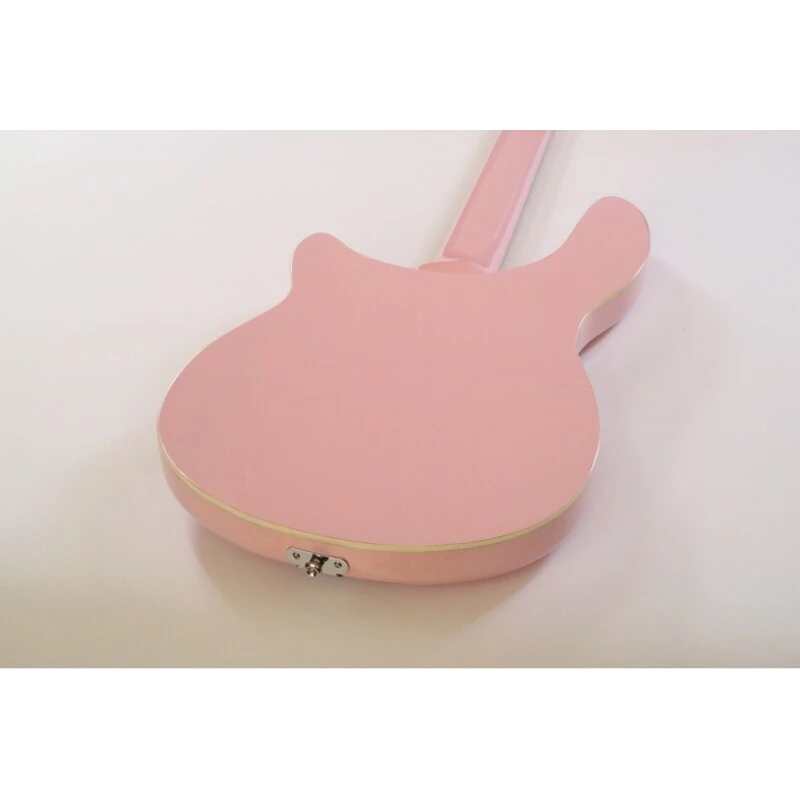 Afanti Semi-Hollow Light Pink Basswood Body Rick Electric Bass Guitar