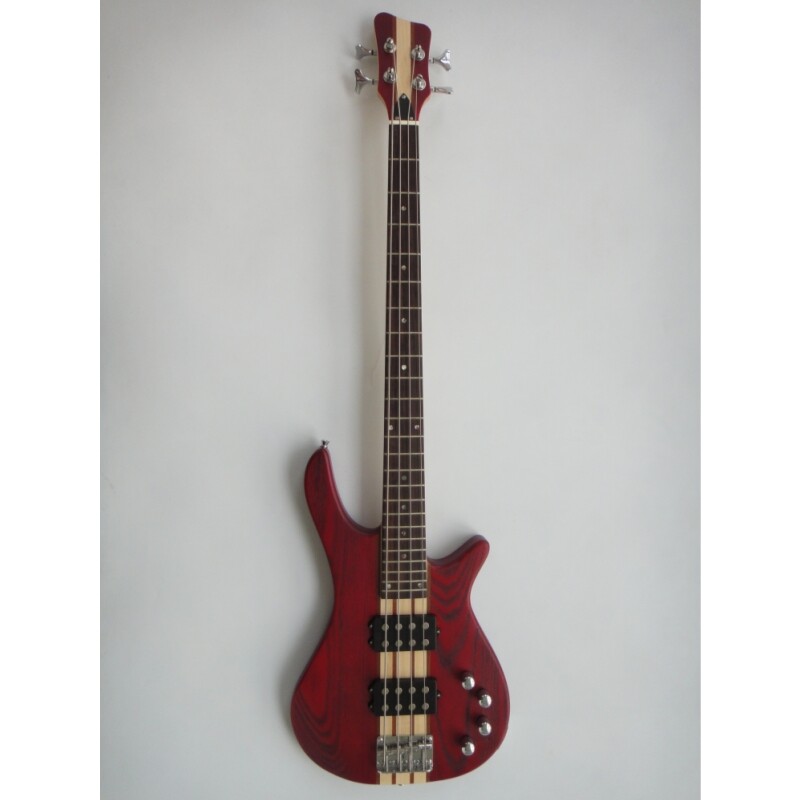 Afanti Red Neck Through Ash Body Rosewood Fingerboard 4 String Electric Bass Guitar