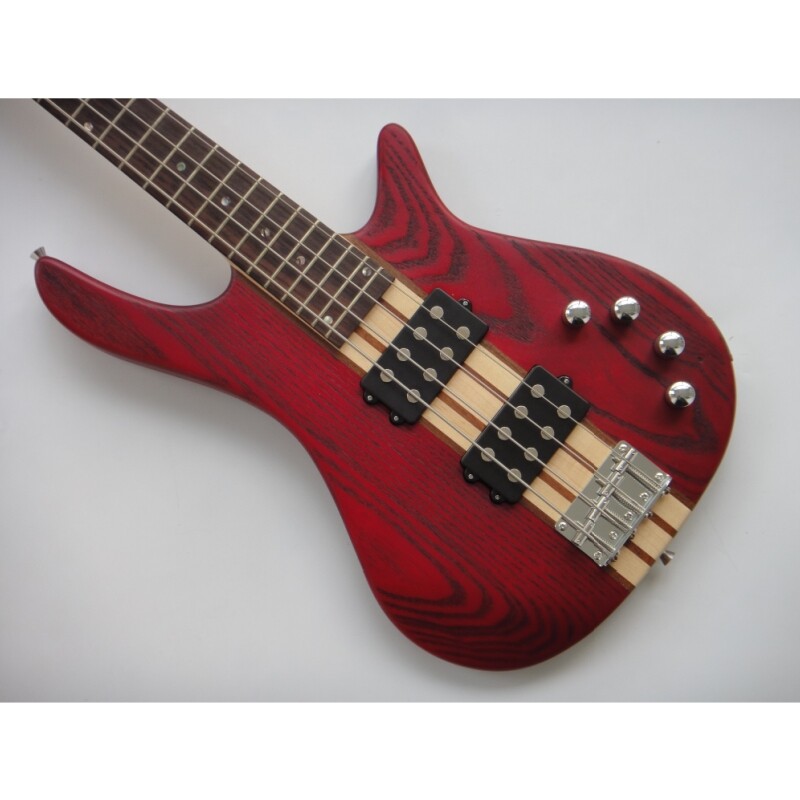 Afanti Red Neck Through Ash Body Rosewood Fingerboard 4 String Electric Bass Guitar