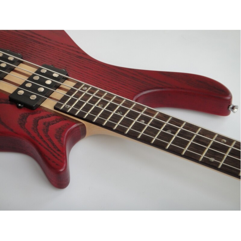 Afanti Red Neck Through Ash Body Rosewood Fingerboard 4 String Electric Bass Guitar