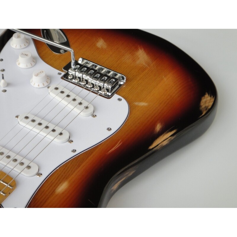 Afanti Ash Body SSS Relic Sunburst St Electric Guitar