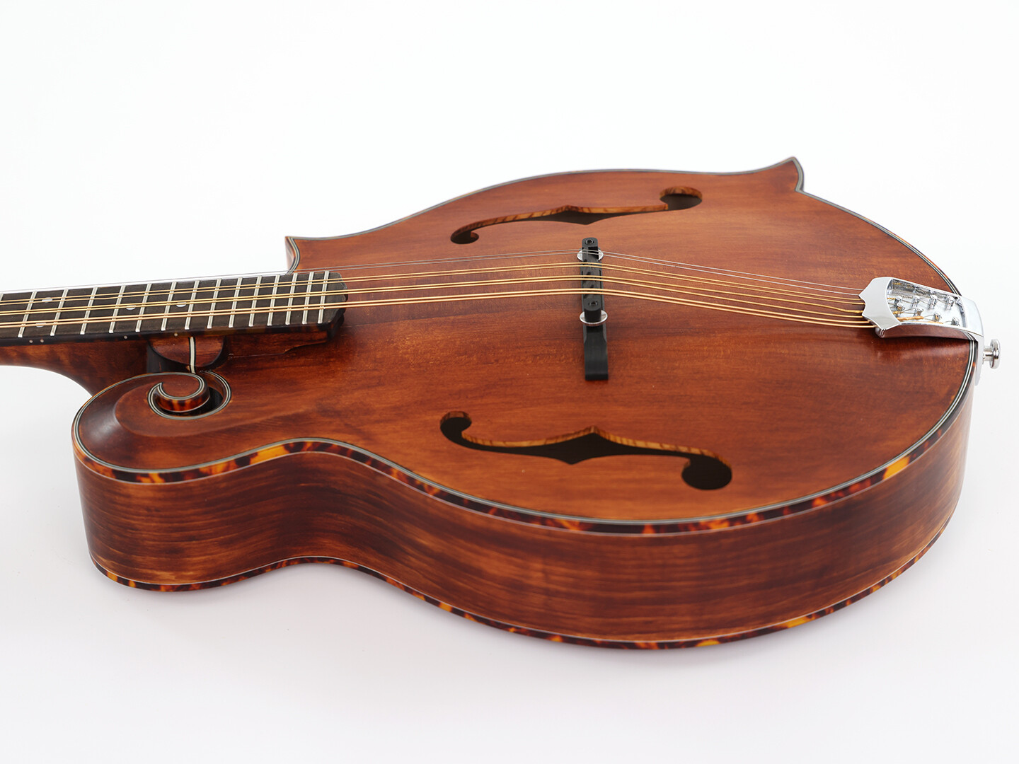 All solid Brown Octave Mandolin with flamed maple back and side