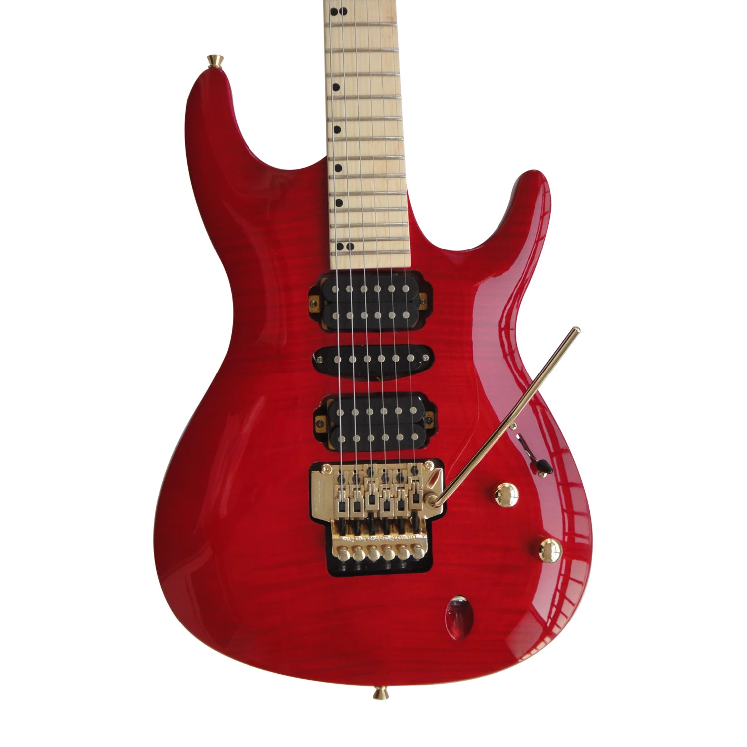 Afanti Customized Hsh Pickup Cherry Red Maple Neck Electric Guitar