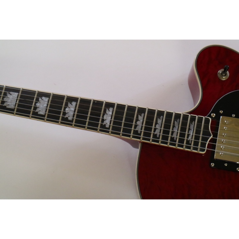 Afanti Red Hollow Maple Plywood Body Electric Guitar with Quilted Maple Veneer
