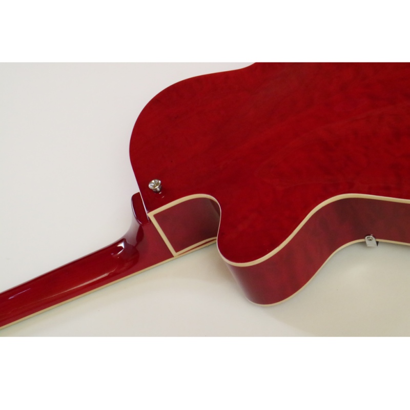 Afanti Red Hollow Maple Plywood Body Electric Guitar with Quilted Maple Veneer