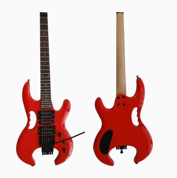 Afanti Customized Hsh Double Locking 6 String Blood Red Headless Electric Guitar