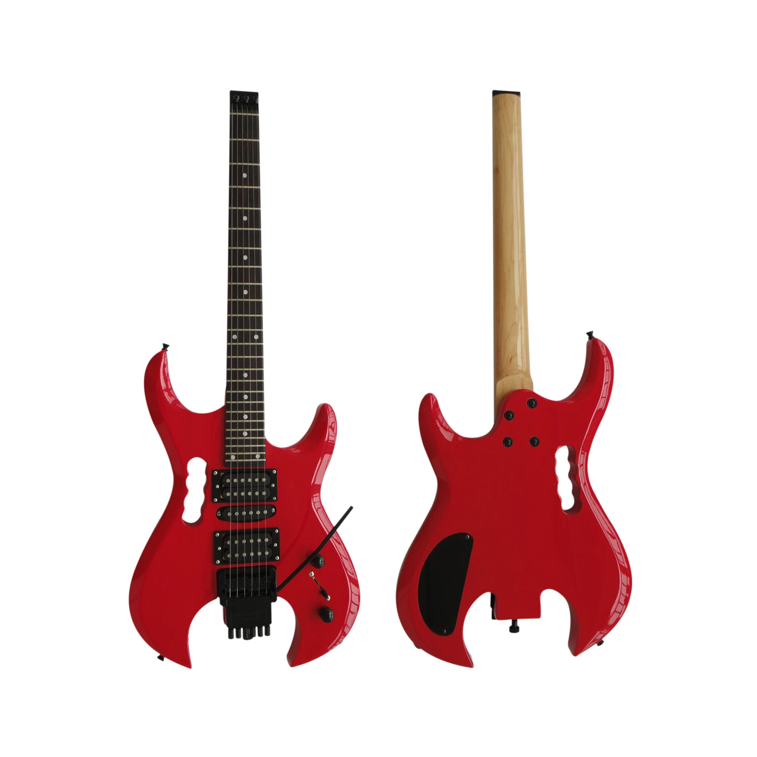 Afanti Customized Headless Hsh Double Locking 6 String Red Color Electric Guitar