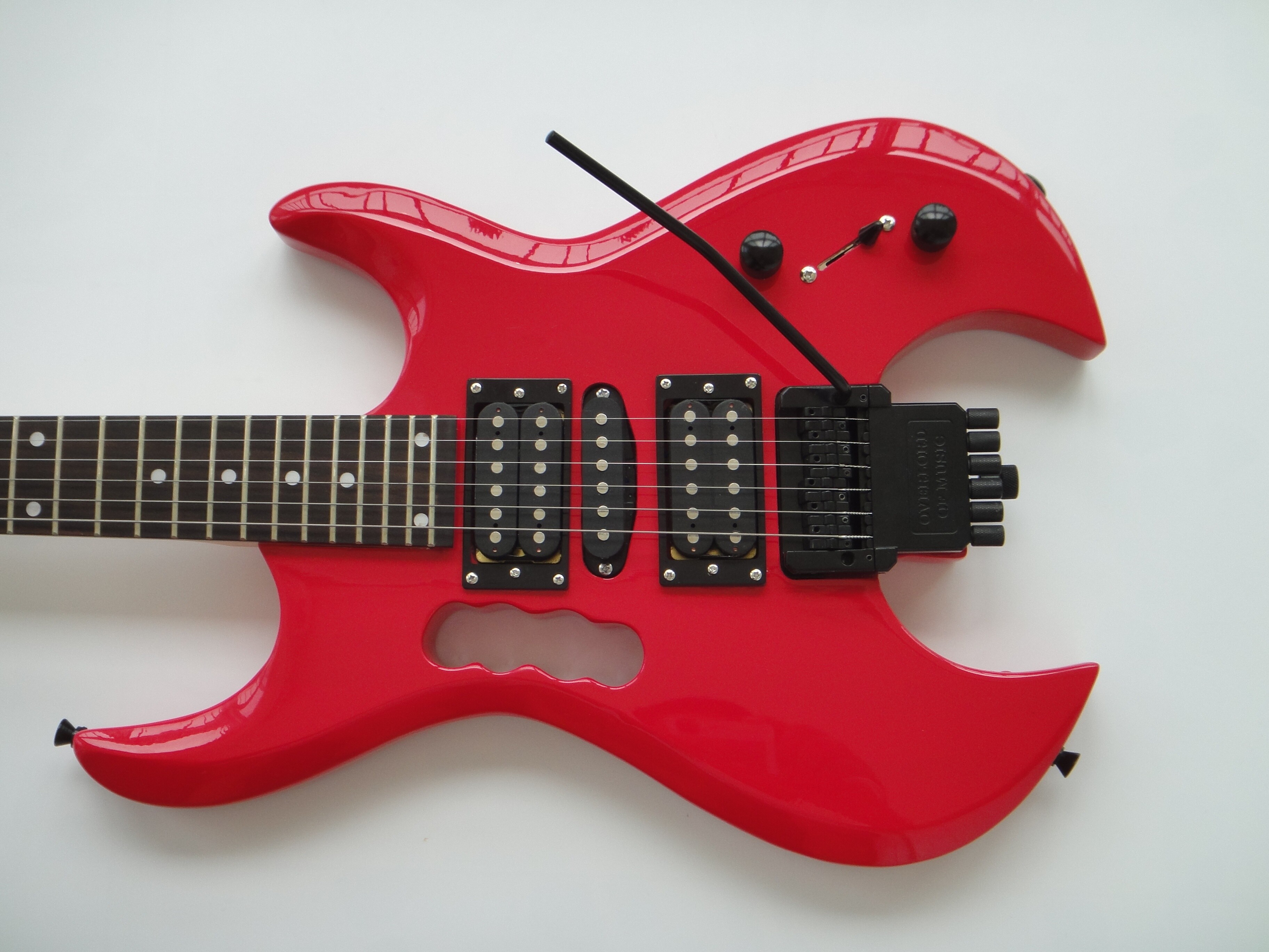 Afanti Customized Headless Hsh Double Locking 6 String Red Color Electric Guitar