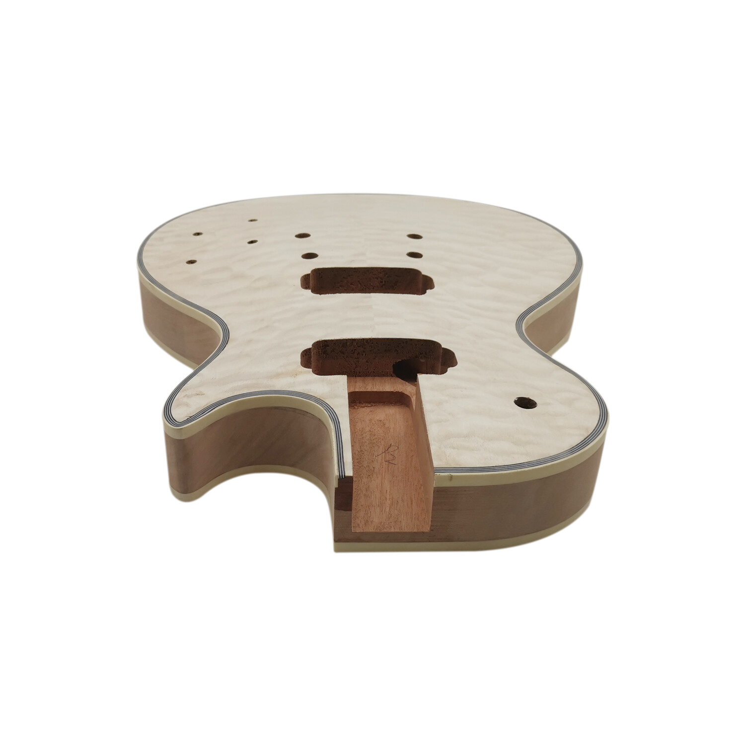 Afanti unfinished mahogany LP guitar body with quilted maple veneer