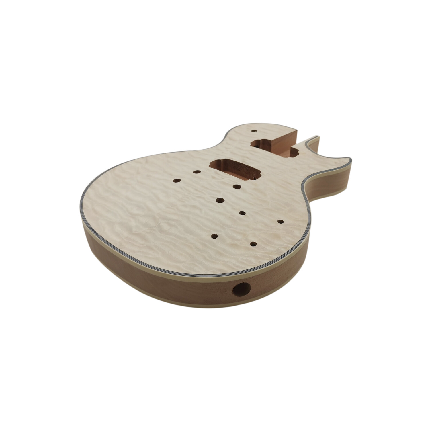 Afanti unfinished mahogany LP guitar body with quilted maple veneer