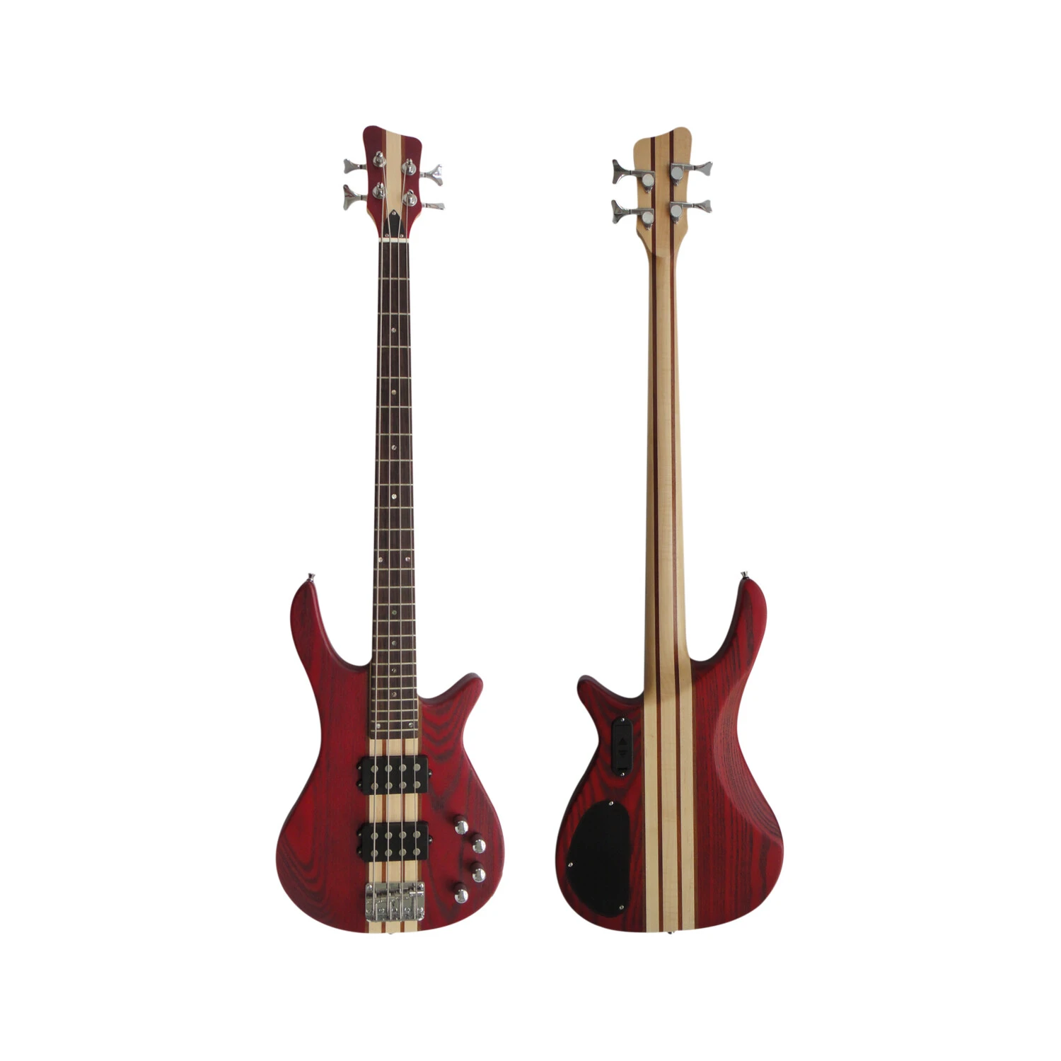 Afanti Red Neck Through Ash Body Rosewood Fingerboard 4 String Electric Bass Guitar
