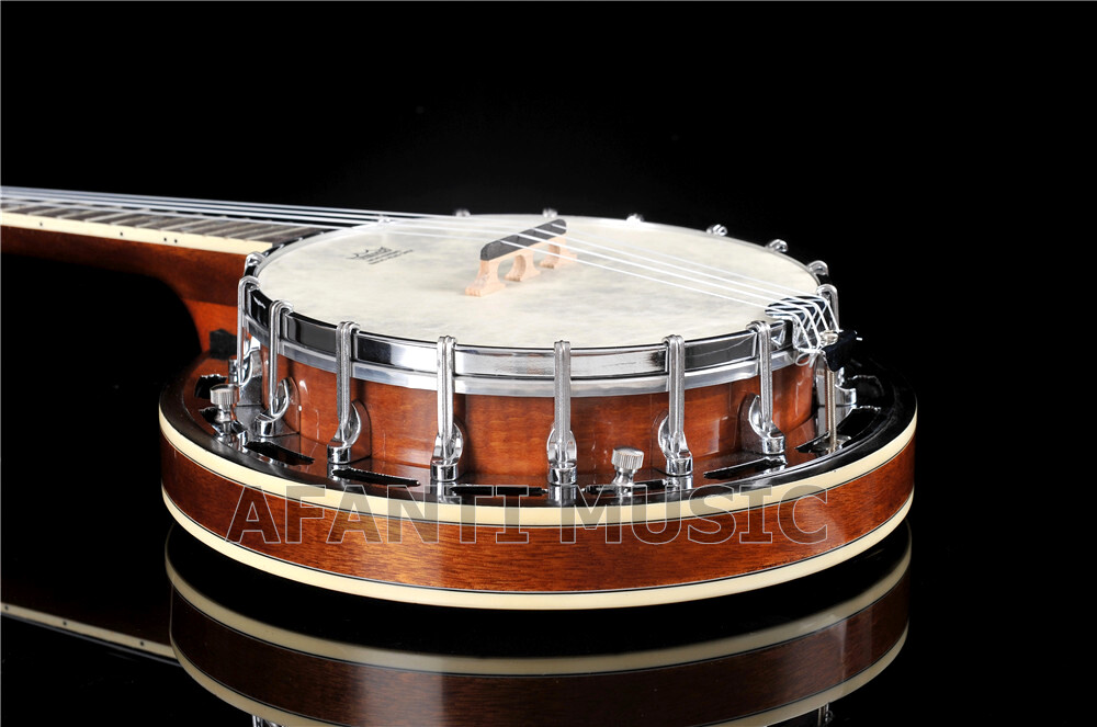 Afanti Mahogany Rim Iron Tone Ring 4 String Short Scale Banjo