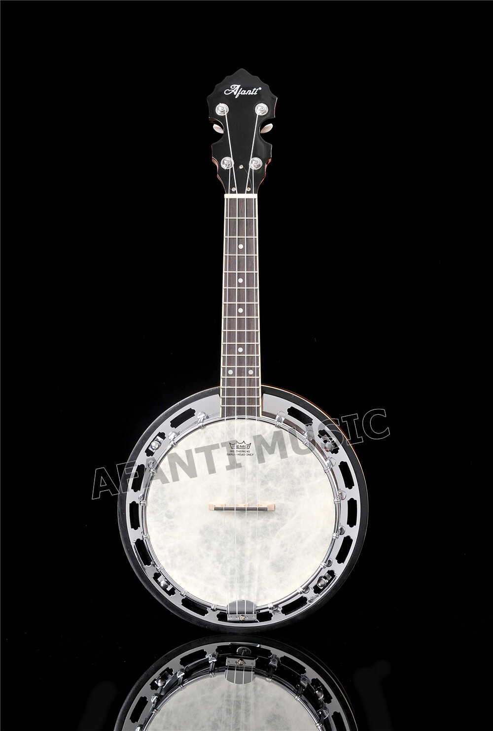 Afanti Mahogany Rim Iron Tone Ring 4 String Short Scale Banjo