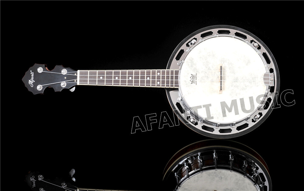 Afanti Mahogany Rim Iron Tone Ring 4 String Short Scale Banjo