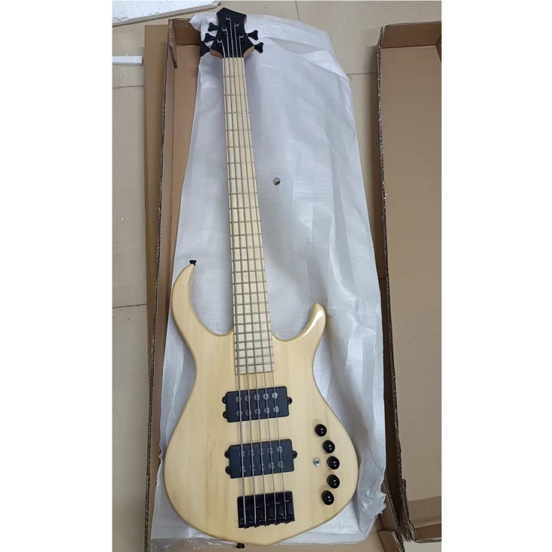 Afanti wood color 5 string electric bass guitar