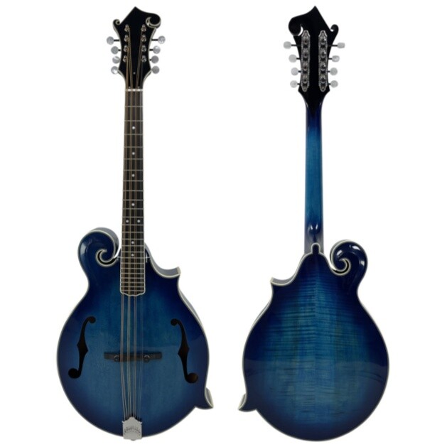 Afanti hand carved AA grade solid spruce top Blue Color Octave Mandolin