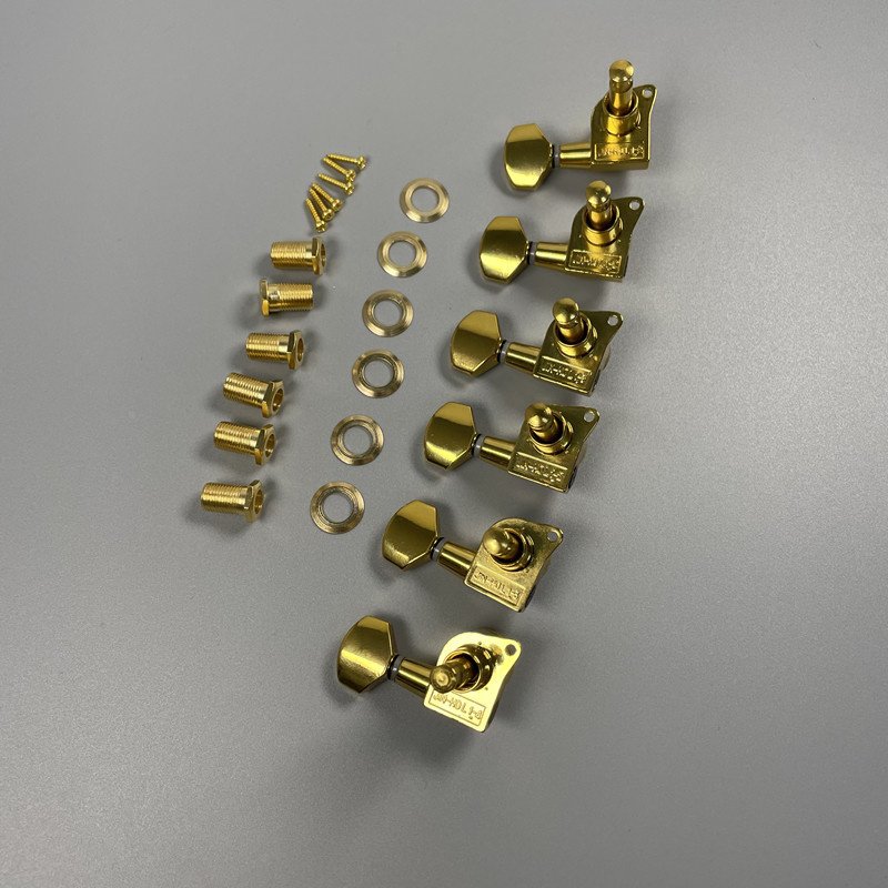 6 Inline Left Handed Gold Guitar Locking Tuning Machine Head