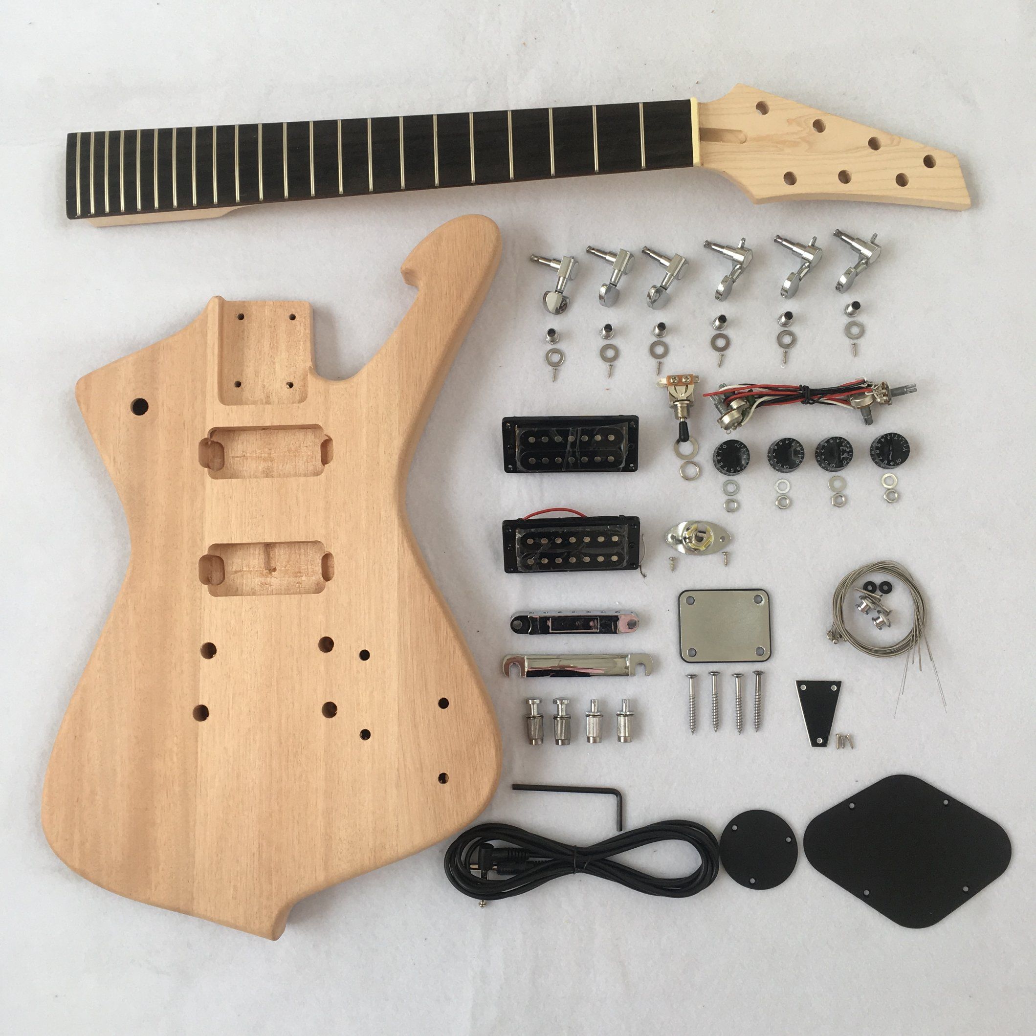 Afanti Build Your Own Solid Body Ebony Fingerboard DIY Electric Guitar Kit