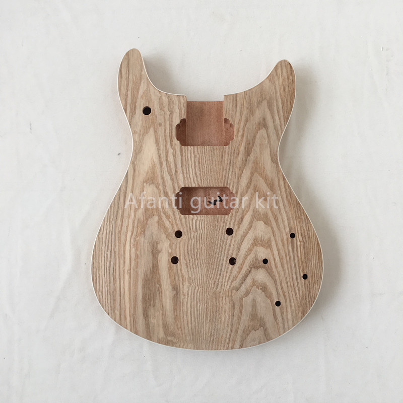 Afanti Unfinished Mahogany Body with Ash Veneer DIY Electric Guitar Kit