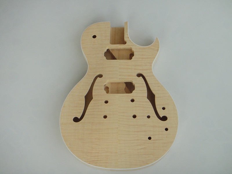 Afanti Customized Semi-Hollow Body Hh Pickup Flamed Maple DIY Electric Guitar Kit
