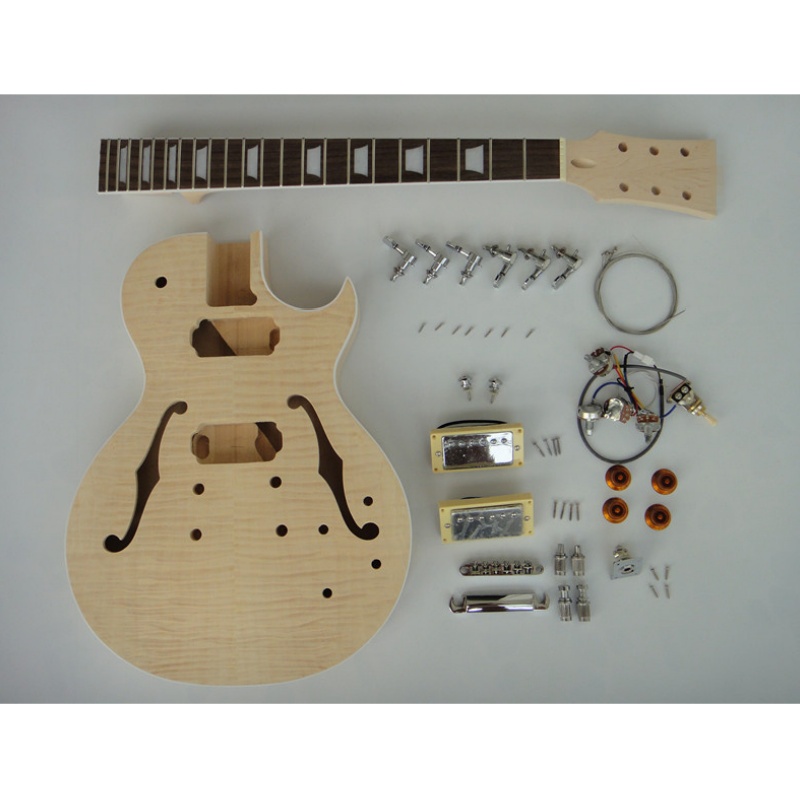 Afanti Customized Semi-Hollow Body Hh Pickup Flamed Maple DIY Electric Guitar Kit Afanti Customized Semi-Hollow Body Hh Pickup Flamed Maple DIY Electric Guitar Kit