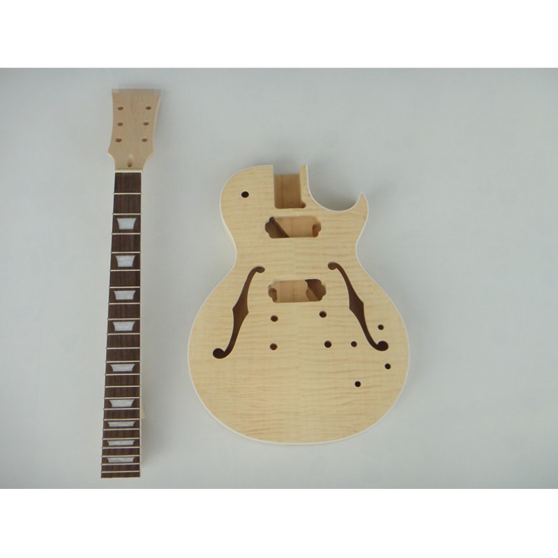 Afanti Customized Semi-Hollow Body Hh Pickup Flamed Maple DIY Electric Guitar Kit