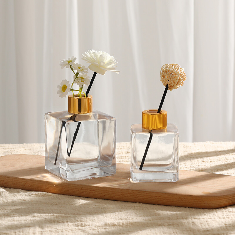Empty Square Home Diffuser Glass Bottle