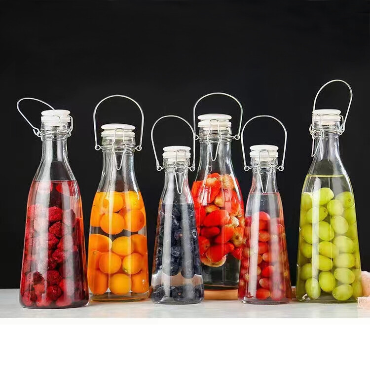 Round Transparent Frost Milk Juice Wine Bottle