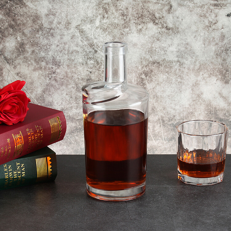 Bourbon whiskey glass bottle with cork