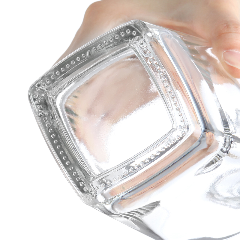 Square clear spirit glass bottle