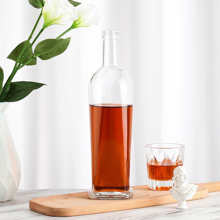 Whiskey glass bottle with custom label