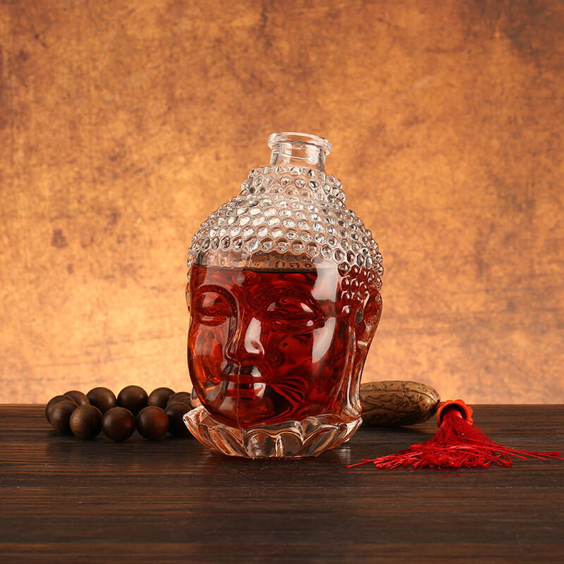 Crystal transparent Buddha head shape bottle