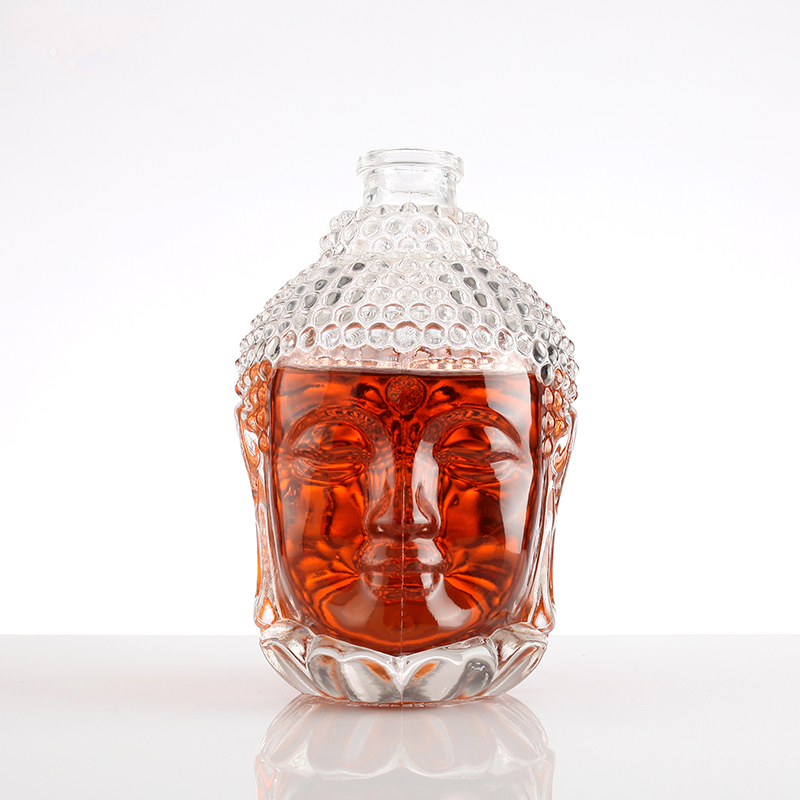 Crystal transparent Buddha head shape bottle