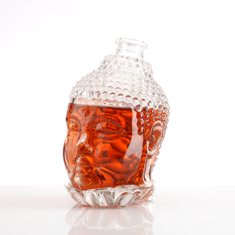 Crystal transparent Buddha head shape bottle