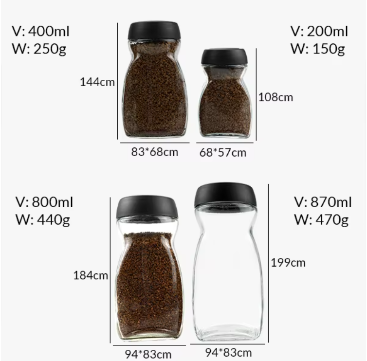 Custom 6.5oz 13oz 26.5oz 29oz Glass Coffee Jars 