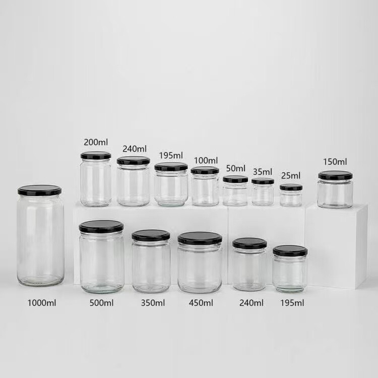Custom square Honey glass Jar Container 100ml 180ml 380ml with Metal Lid