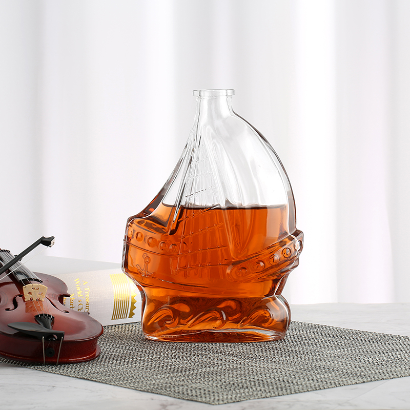500ML sailboat shaped glass bottle