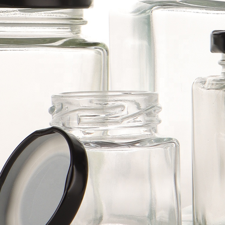 200ml Food Grade Square Glass Jar With Lid 