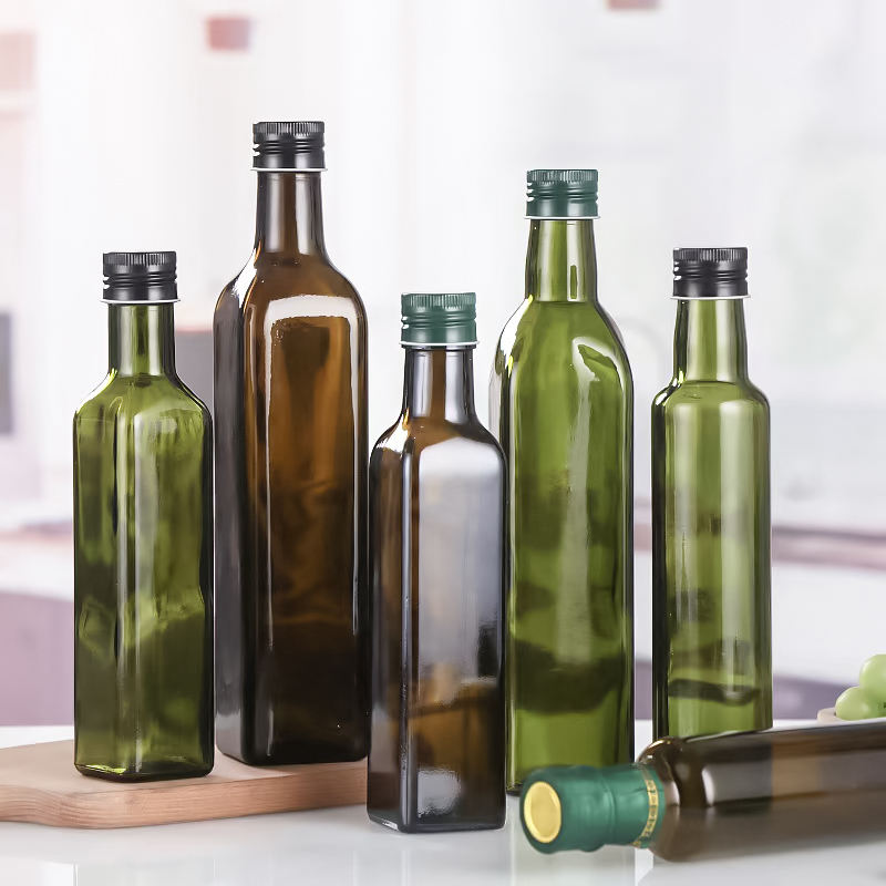 Customized Square Glass Olive Oil Bottle 