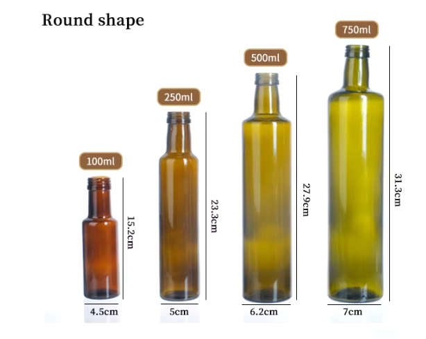 Custom Antique Green Transparent Olive Oil Glass Bottle
