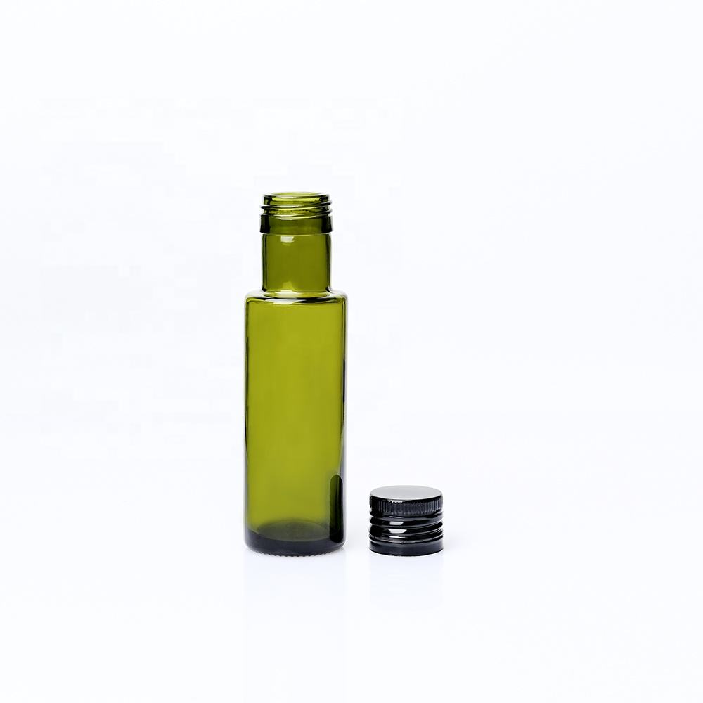 Square Green Olive Oil and Vinegar Glass Bottle