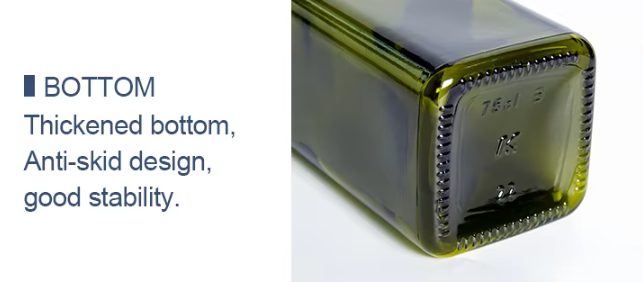 Square Green Olive Oil and Vinegar Glass Bottle