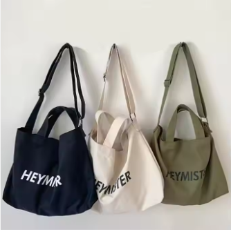 Custom Large Canvas Tote Bag Cross Body Cotton Bag Women Messenger canvas bag with zipper