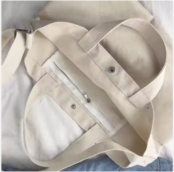 Custom Large Canvas Tote Bag Cross Body Cotton Bag Women Messenger canvas bag with zipper