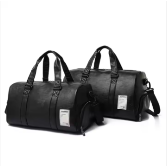 2024 custom new fashion double business black model men leather travel bag
