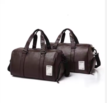 2024 custom new fashion double business black model men leather travel bag