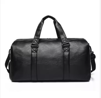 2024 custom new fashion double business black model men leather travel bag