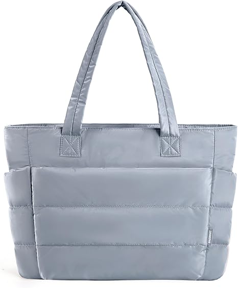 Tote Bag for Women, Lightweight Puffy Tote Bag with Compartments, Quilted Shoulder Bag Handbag for Travel, Work