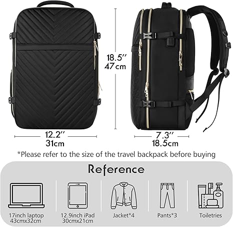  Carry On Backpack for Women,Flight Approved Large Travel Laptop Backpack Water Resistant Luggage Travel Bag for Weekender Business